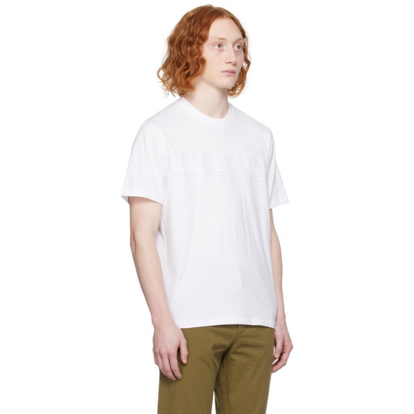  BOSS White Embroidered T-Shirt 241085M213011