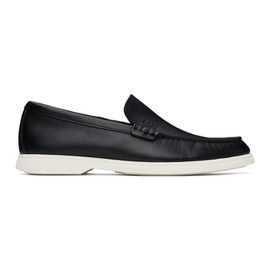 BOSS Black Tumbled-Leather Loafers 241085M231003