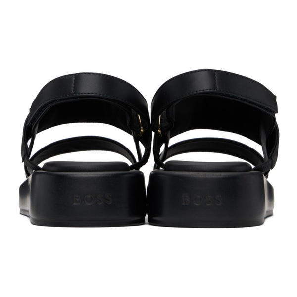  BOSS Black Leather Eyelet Sandals 241085F124001