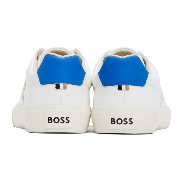  BOSS White Cupsole Lace-Up Sneakers 241085M237052