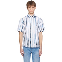 BOSS White & Blue Printed Shirt 241085M192034