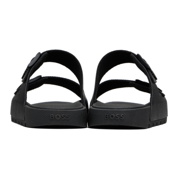  BOSS Black Twin Strap Sandals 241085M234011