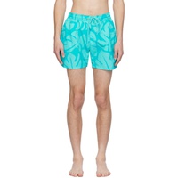 BOSS Blue Printed Swim Shorts 241085M208015