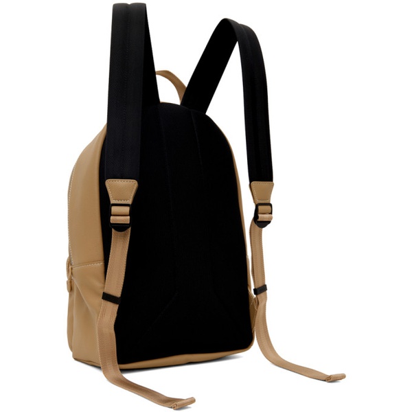  BOSS Beige Faux-Leather Logo & Signature Stripe Backpack 241085M166015