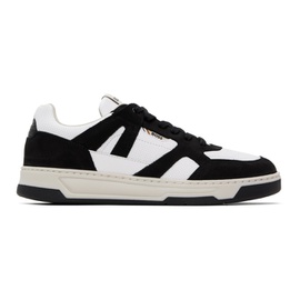BOSS Black & White Mixed Material Sneakers 241085M237058