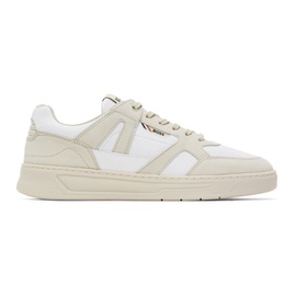 BOSS Beige & White Mixed Material Sneakers 241085M237060