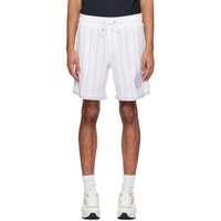BOSS White & Gray Stripe Shorts 241085M193060