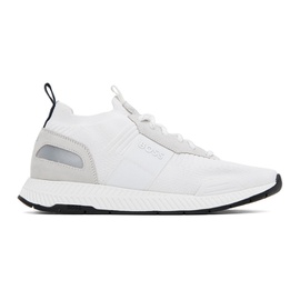 BOSS White Structured Knit Sneakers 232085M237000