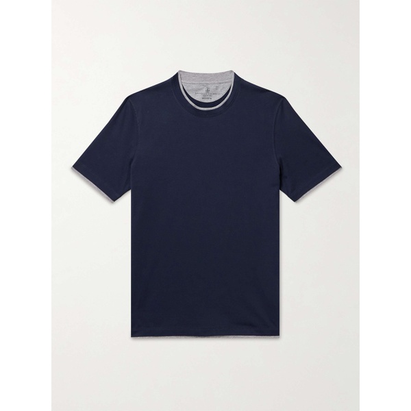  브루넬로 쿠치넬리 BRUNELLO CUCINELLI Layered Logo-Embroidered Cotton-Jersey T-Shirt 1647597314652258