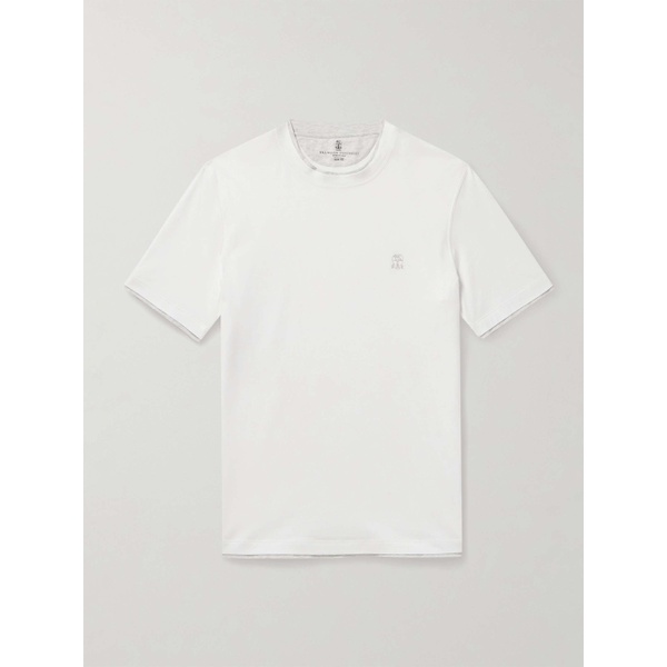  브루넬로 쿠치넬리 BRUNELLO CUCINELLI Slim-Fit Layered Logo-Embroidered Cotton-Jersey T-Shirt 1647597314652239