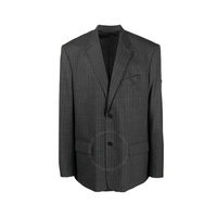 발렌시아가 Balenciaga Mens Grey Logo-Patch Sleeve Blazer 674430 TGT15 1240