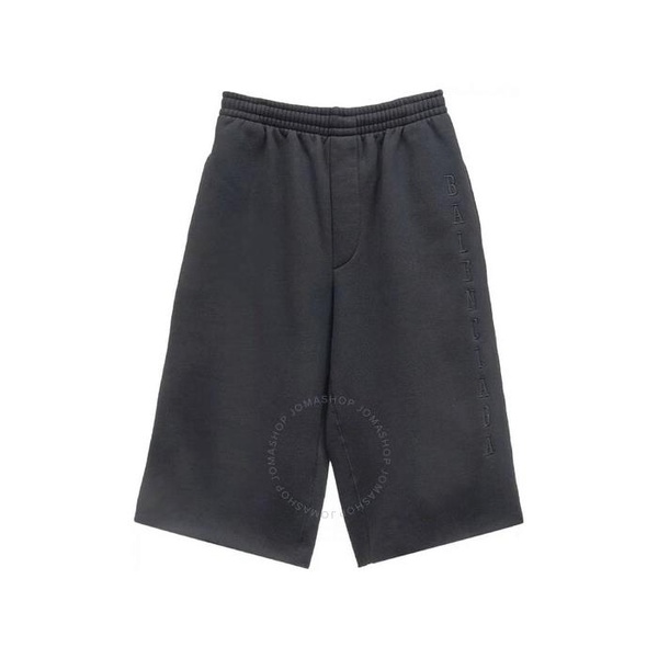발렌시아가 발렌시아가 Balenciaga Mens Black Logo Embroidered Long Oversize Bermuda Shorts 644677 TJVK8 1069