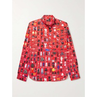 발렌시아가 BALENCIAGA Button-Down Collar Printed Cotton-Poplin Shirt 33258524072377077