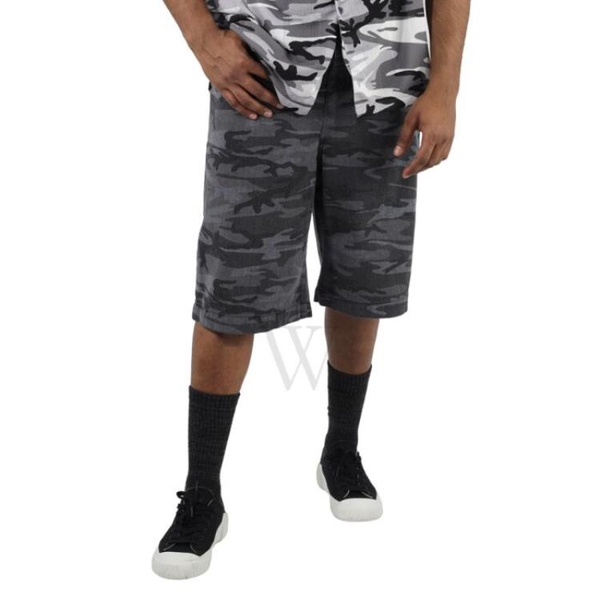 발렌시아가 발렌시아가 Balenciaga MEN'S Washed Black CA모우 MOU Printed Bermuda Shorts 641464 TJW55 1055