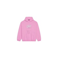 발렌시아가 Balenciaga MEN'S Pink / White / Grey Pride Oversized Hoodie, Size XX-Small 651799 TLV54 5861