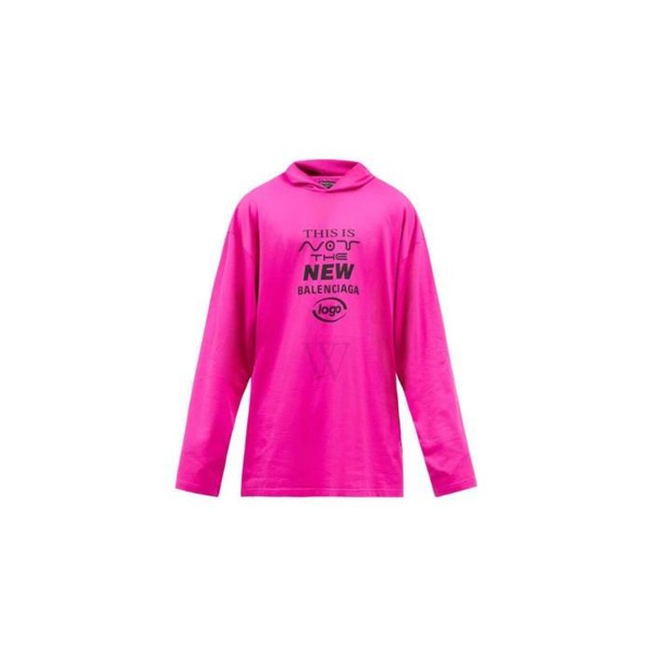 발렌시아가 발렌시아가 Balenciaga Lipstick Pink Logo Long-Sleeved Hooded T-Shirt 662424 TKVE1 6817