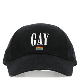 발렌시아가 Balenciaga Black Gay Pride 2021 Embroidered Baseball Cap 670811 410B2 1000