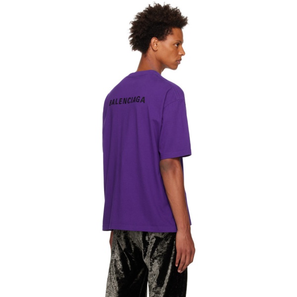 발렌시아가 발렌시아가 Balenciaga Purple Embroidered T-Shirt 222342M213072