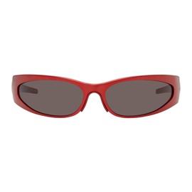 발렌시아가 Balenciaga Red Wraparound Sunglasses 241342M134071