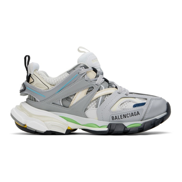 발렌시아가 발렌시아가 Balenciaga Silver & White Track Sneakers 241342F128000