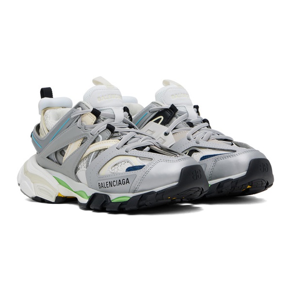 발렌시아가 발렌시아가 Balenciaga Silver & White Track Sneakers 241342M237006