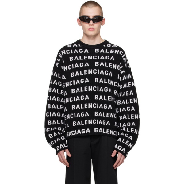 발렌시아가 발렌시아가 Balenciaga Black Jacquard Sweater 241342M201001