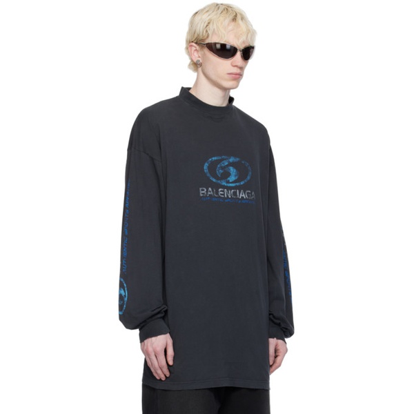 발렌시아가 발렌시아가 Balenciaga Black Surfer Long Sleeve T-Shirt 241342M213009