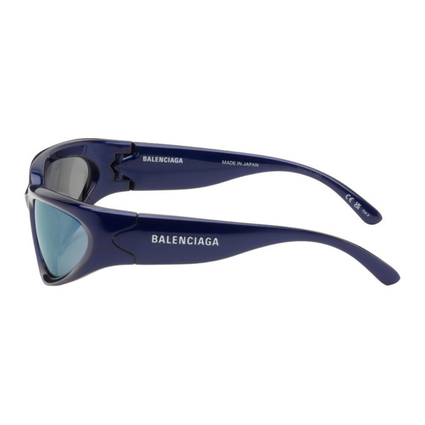 발렌시아가 발렌시아가 Balenciaga Blue Swift Oval Sunglasses 242342M134042
