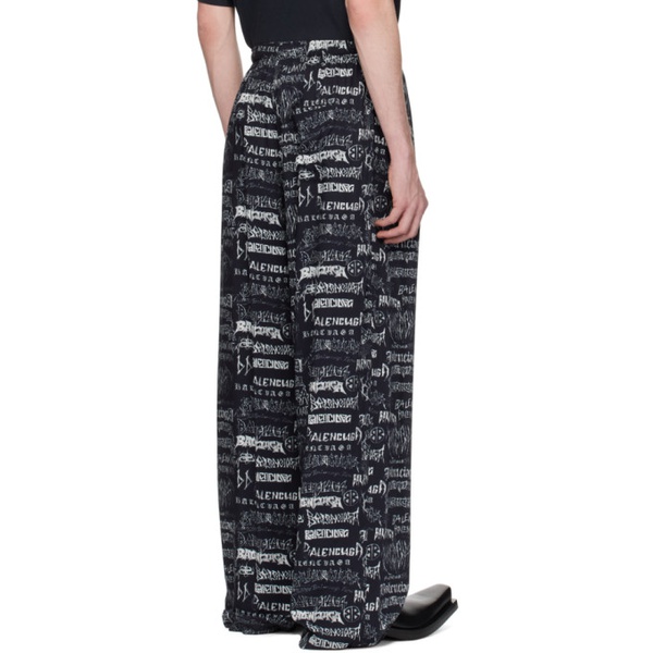 발렌시아가 발렌시아가 Balenciaga Black Printed Trousers 241342M191000