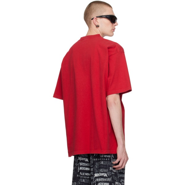 발렌시아가 발렌시아가 Balenciaga Red Printed T-Shirt 241342M213000