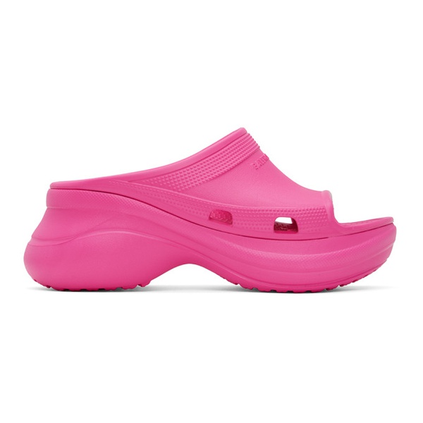 발렌시아가 발렌시아가 Balenciaga Pink Crocs 에디트 Edition Pool Slides 221342F124046