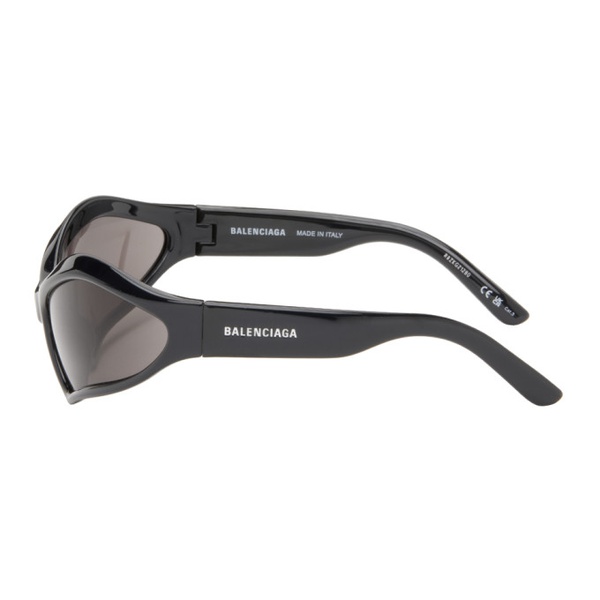 발렌시아가 발렌시아가 Balenciaga Black Fennec Oval Sunglasses 242342F005014
