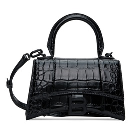 발렌시아가 Balenciaga Black XS Hourglass Top Handle Bag 222342F046000