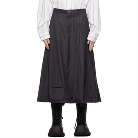 발렌시아가 Balenciaga Gray Striped Midi Skirt 232342F092004