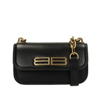 발렌시아가 Balenciaga Womens Leather Gossip Shoulder Bag XS in Black 6877802496132