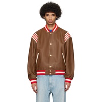 Bally Brown Striped Leather Jacket 241938M181001