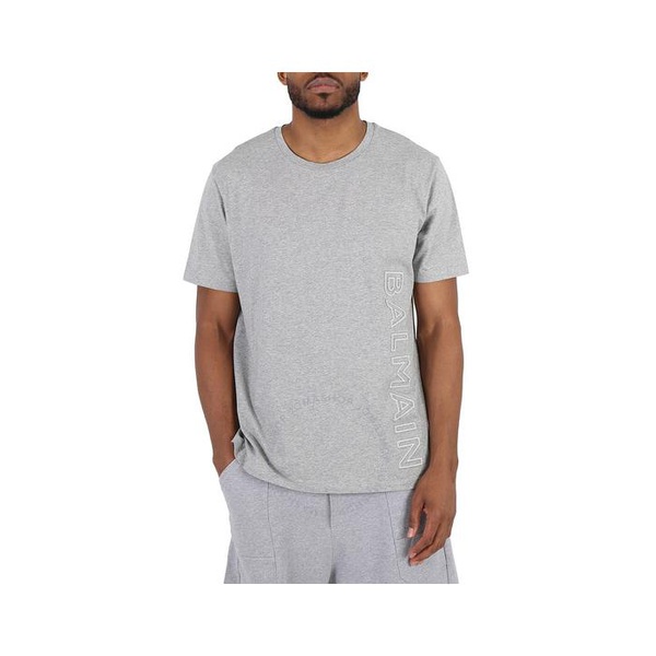 발망 발망 Balmain Mens Reflective Logo Oversized Cotton T-Shirt AH1EG010BC22-YDU