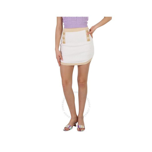 발망 발망 Balmain Ladies High Waist Short Knit Skirt AF1LB189KD74-GDK