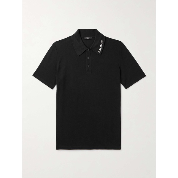 발망 발망 BALMAIN Logo-Embroidered Cotton-Pique Polo Shirt 1647597323652294