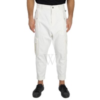 발망 Balmain MEN'S White Mid-Rise Tapered Cargo Pants XH0MH105DC10-0FA