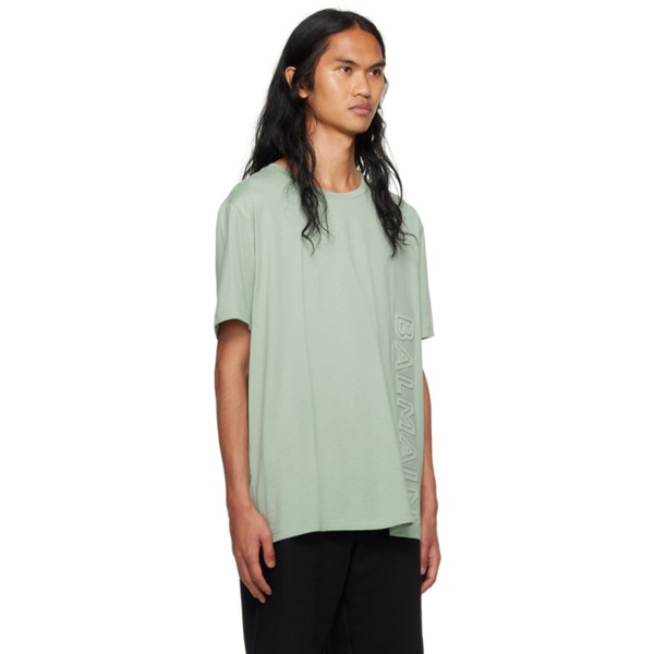 발망 발망 Balmain Green Embossed T-Shirt 231251M213069