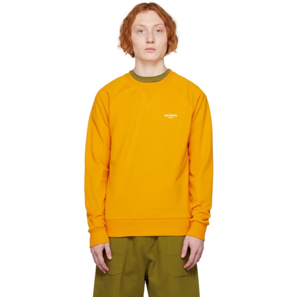 발망 발망 Balmain Orange Flocked Sweatshirt 231251M204000