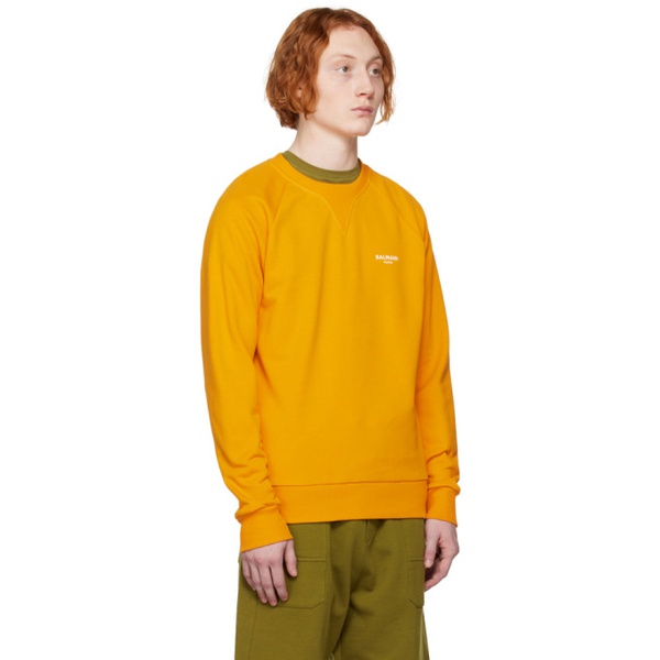 발망 발망 Balmain Orange Flocked Sweatshirt 231251M204000