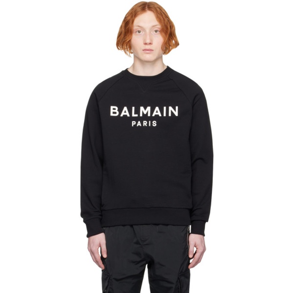 발망 발망 Balmain Black Printed Sweatshirt 231251M204005
