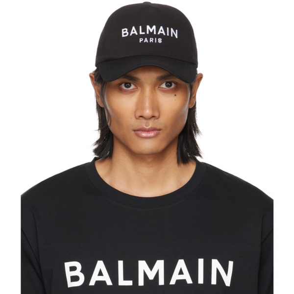 발망 발망 Balmain Black Embroidered Cap 241251M139007