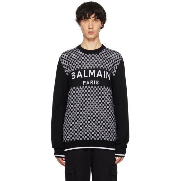 발망 발망 Balmain Black Mini Monogram Sweater 241251M201009
