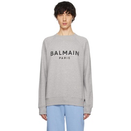 발망 Balmain Gray Metallic Flocked Sweatshirt 241251M204007