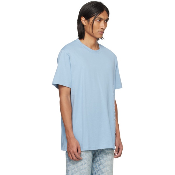 발망 발망 Balmain Blue Embossed T-Shirt 241251M213028