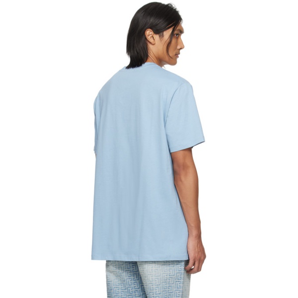 발망 발망 Balmain Blue Embossed T-Shirt 241251M213028