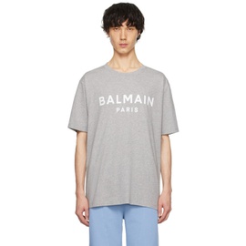 발망 Balmain Gray Printed T-Shirt 241251M213035